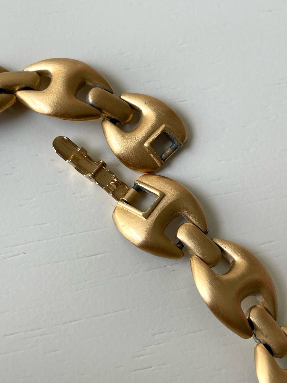 Vintage Monet matte goldtone link choker necklace horse bit Old Money - Picture 3 of 15